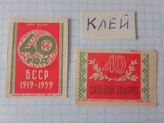 Спичечные этикетки ф.Гомель.40 лет Белорусской ССР.1958 год