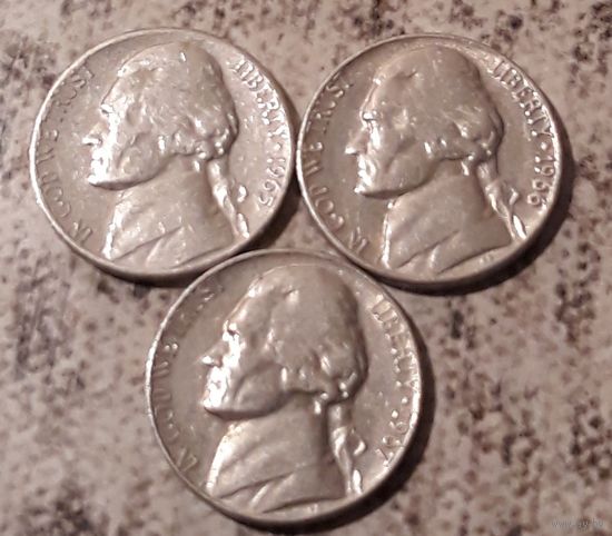 5 центов  1965.1966.1967 без МД США Джеферсон