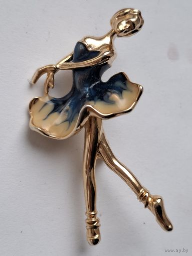 Брошь Балерина. Платье. Эмаль.