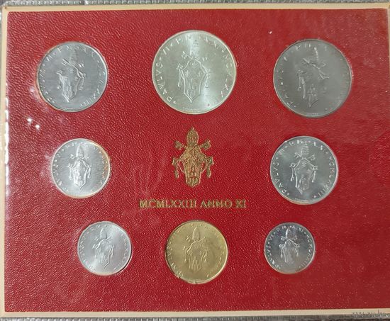 Годовой набор Ватикан 1973 (8 монет с серебром).