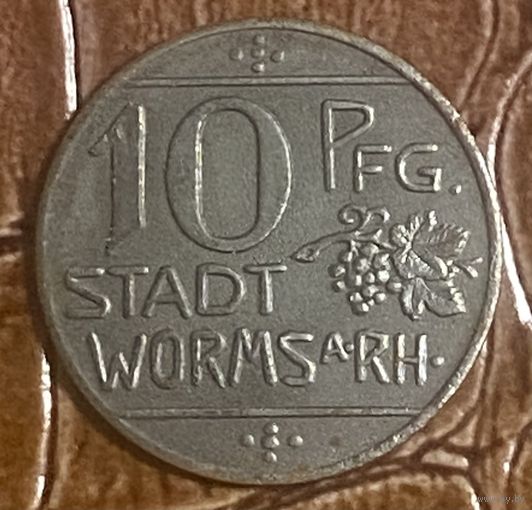 Монета 10 пфеннигов 1918 год. Вормс. Веймарская республика.