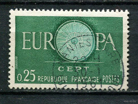 Франция - 1960 - Европа (C.E.P.T.) - Колесо 0,25Fr - [Mi.1318] - 1 марка. Гашеная.  (Лот 57CC)