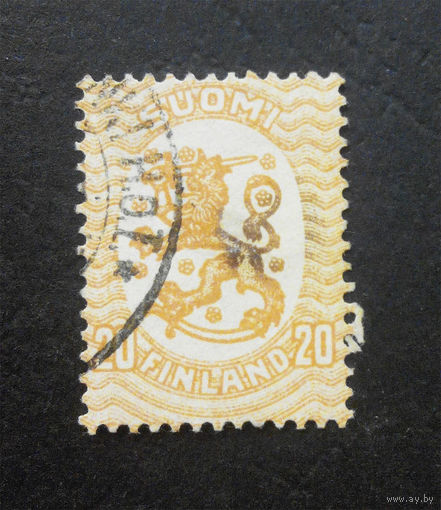 Финляндия 1922 г. Стандарт 20 пенни. Гербы. Геральдика, 1 марка #0109-Л1P7