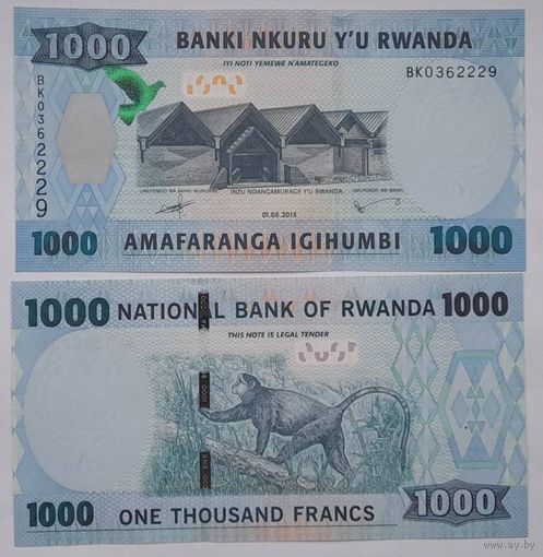 Руанда 1000 франков 2015 года UNC