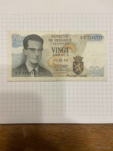 Бельгия 20 франков 1964 год.-1101
