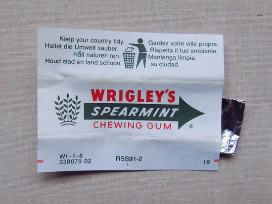 G5-343 Обертка фантик от жевачки жевательной резинки Wrigleys Spearmint 1980-1990-е