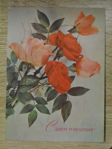 ПОДПИСАННАЯ ОТКРЫТКА СССР. "С ДНЕМ РОЖДЕНИЯ!" ХУД. И. ДЕРГИЛЕВВ. 1974 ГОД.
