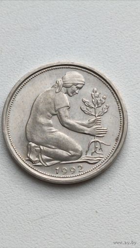 Германия. 50 пфеннигов 1992 года. G.