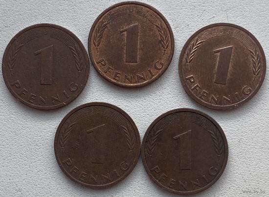Германия 1 пфенниг 1991 г. J. Цена за 1 шт.