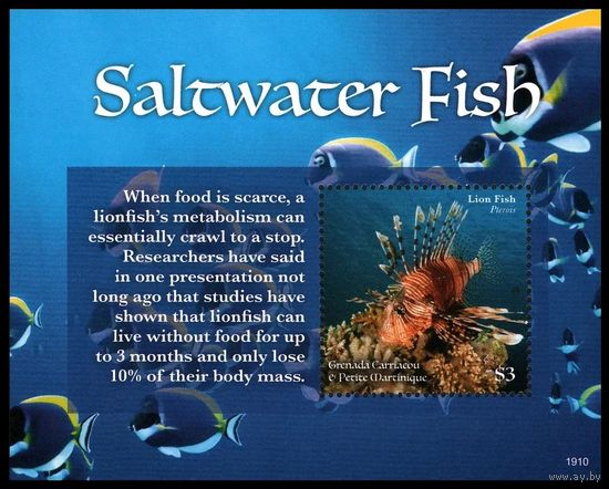 2019 Гренада Гренадины 5335/B754 Морская фауна