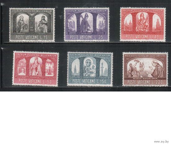Ватикан-1966,(Мих.502-507)  **  ,1000-лет католичества в Польше(полная серия)