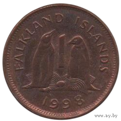 Заморская Территория Фолклендские Острова (Фолкленды). 1 пенни 1998. Фауна. Семья пингвинов.