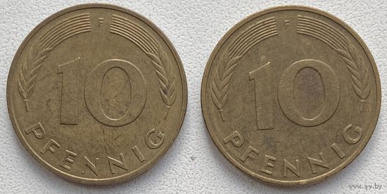Германия 10 пфеннигов 1991 г. F. Цена за 1 шт.