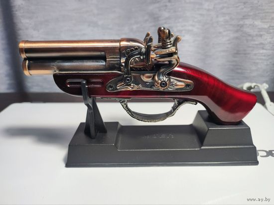 Пистолет старинный зажигалка муляж макет сувенирный винтаж ретро интерьер