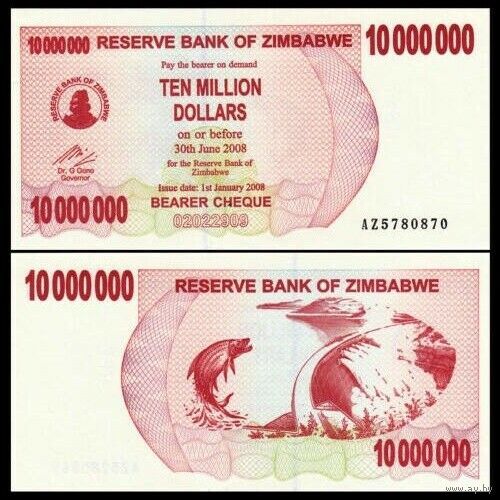 Зимбабве 10000000 долларов образца 2008 года UNC p55