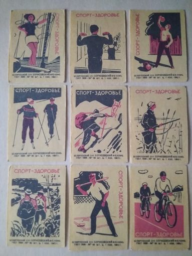 Спичечные этикетки ф.Борисов. Спорт-здоровье. 1965 год