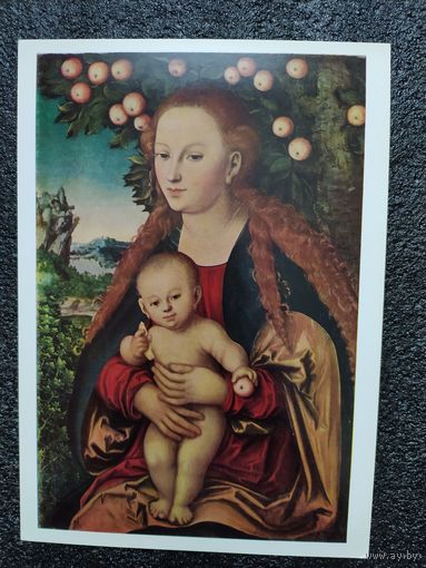 Открытка Лукас Кранах Старший. 1472 – 1553. Мадонна с младенцем под яблоней. Западноевропейская живопись. Государственный Эрмитаж.