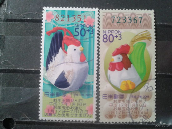 Япония, 2004. Год Петуха. Новогодняя лотерея, полная серия. Mi-3,0 евро гаш.
