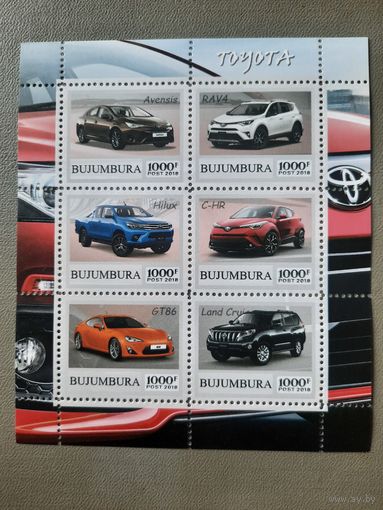 Бурунди 2018. Буджумбура. Автомобили Toyota. Малый лист