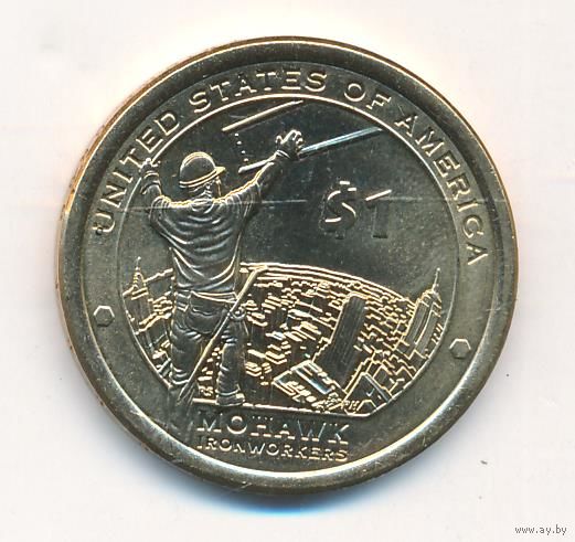 1 доллар США 2015 год Сакагавея Рабочие Мохоки двор D _состояние UNC