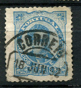 Португалия - 1882/1884 - Король Луиш I  50R - (есть тонкое место) - [Mi.57xa] - 1 марка. Гашеная.  (Лот 17Jw)-T9P1