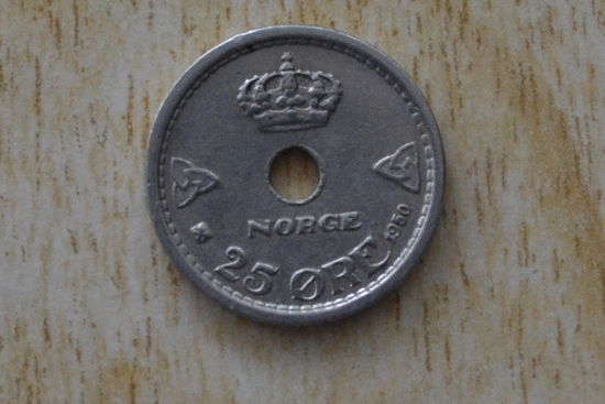 Норвегия 25 эре 1950