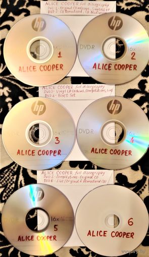 DVD MP3  - ALICE COOPER - полная дискография (1969 - 2024) - albums, compilations, EP & singles, live, remaster, vinyl rip - 6 DVD