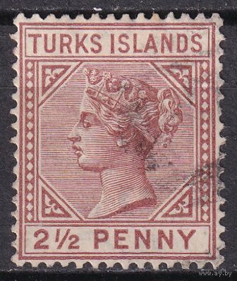 75.BrK. Великобритания. Колонии. Теркс и Кайкос. Виктория. Стандарт. 2 1/2 P. 1882 г. Mi.#25I.