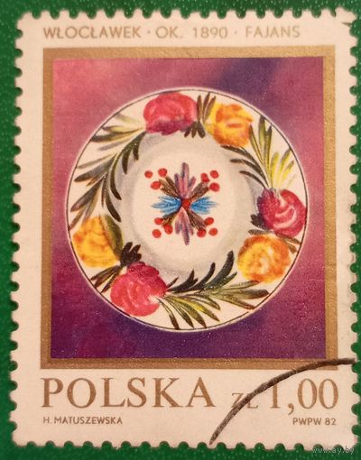 Польша 1982. Фаянсовая  тарелка из Влоцлавлека 1890 год