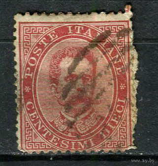 Королевство Италия - 1879 - Король Умберто I 10C - [Mi.38A] - 1 марка. Гашеная.  (Лот 56FP)-T25P25