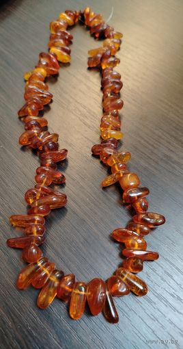 Винтажные бусы из натурального янтаря на леске 27 см