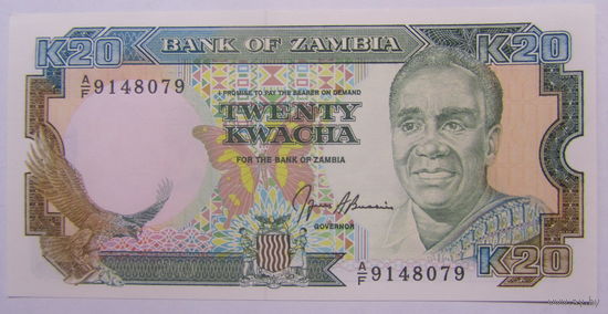 Замбия 20  квача  UNC.