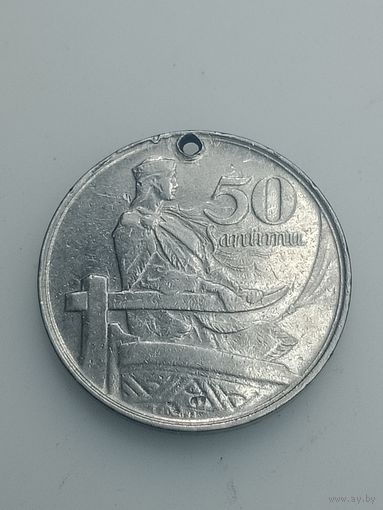 Латвия 50 сантимов  1922 года .
