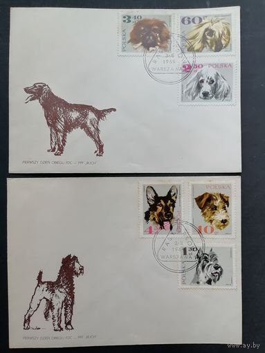 Польша 1969 Три КПД с полной серией марок "Породистые собаки" (спецгашение) Mi.1898-1905 каталог 12.00 евро