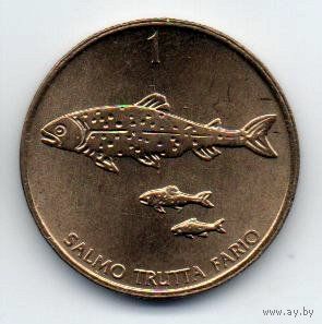 РЕСПУБЛИКА СЛОВЕНИЯ 1 ТОЛАР 1999. ФАУНА. ФОРЕЛЬ