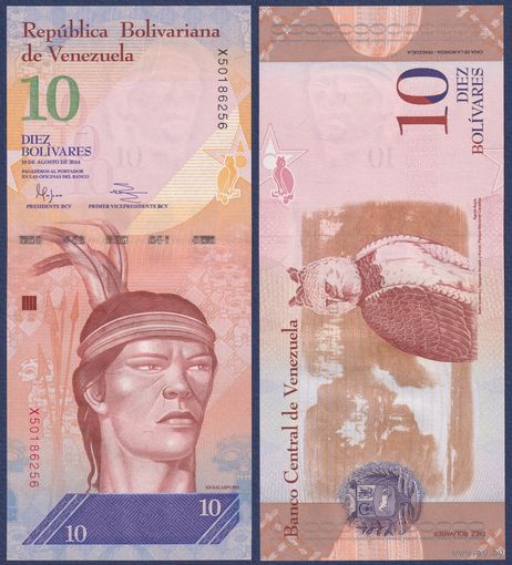 Венесуэла, 10 боливаров 2014 г., P-90e, UNC