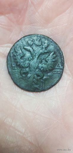 Полушка 1731 год. Перечекан с крестовой копейки. Гурт узор. С 1 рубля!