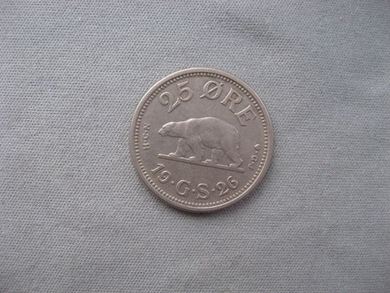 Гренландия 25 эре 1926 год  Кристиан X
