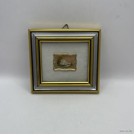 Миниатюрная картина- хромолитография Деревенский пейзаж. Италия. 3623