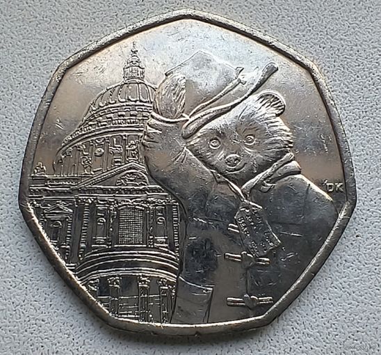 Великобритания 50 пенсов, 2019 Медведь Паддингтон, церковь Святого Павла 4-7-13
