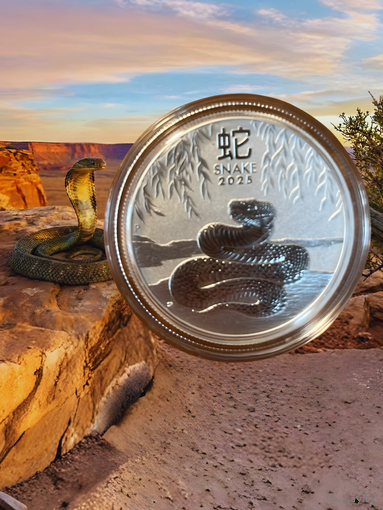 Австралия 50 центов 2025 года. Год Змеи . Серебро 9999! Сторгуй за свою цену