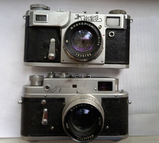 Фотоаппараты Киев и Зоркий 4 ранние, объективы Юпитер-8М,Юпитер-8