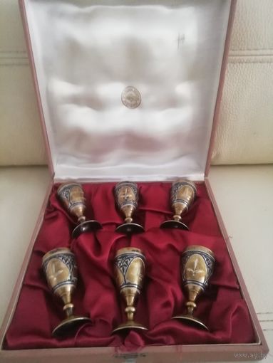 Рюмки серебро 875 пр СССР, позолота. Сохран!! Вес 209гр