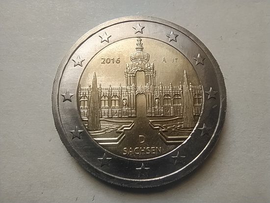 2 ЕВРО, ГЕРМАНИЯ (Федеральные земли  Германии – Саксония) 2016(A)