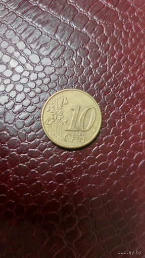 Монета 10 евроцентов 2002 А Германия. Неплохая!
