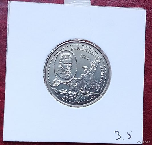 25 сентаво, 1989 220 лет со дня рождения Александра фон Гумбольдта. Монета в Холдере!