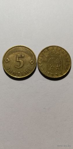 Латвия 5 сантимов 1992.2006.2007.
