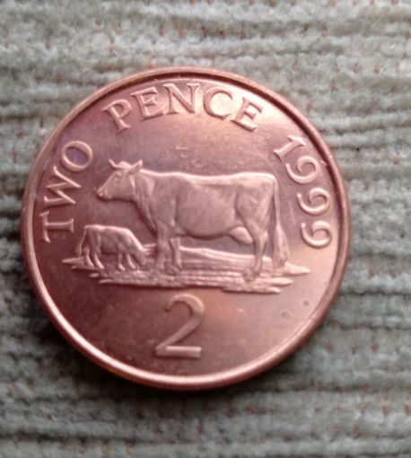 Werty71 Гернси 2 пенса 1999 Генсийская Корова