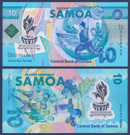 Самоа, 10 тала 2019 г, P-W45 (PG, полимер, памятная - XVI Тихоокеанские игры), UNC