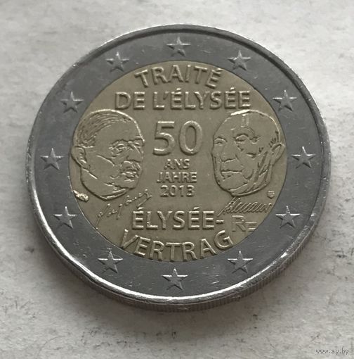 Франция 2 евро 2013 - 50 лет подписания Елисейского договора